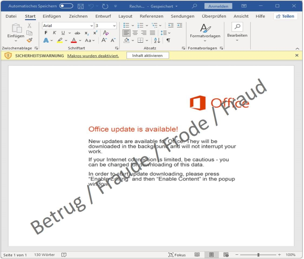 Esempio di documento Word nocivo